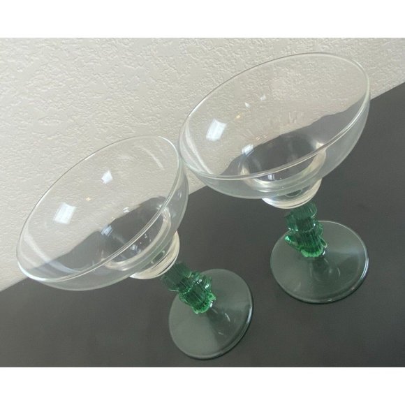 Siesta Cactus Margarita Glasses Green 7" Tall Set of 2 Cocktail Glasses Sombrero - Picture 2 of 8